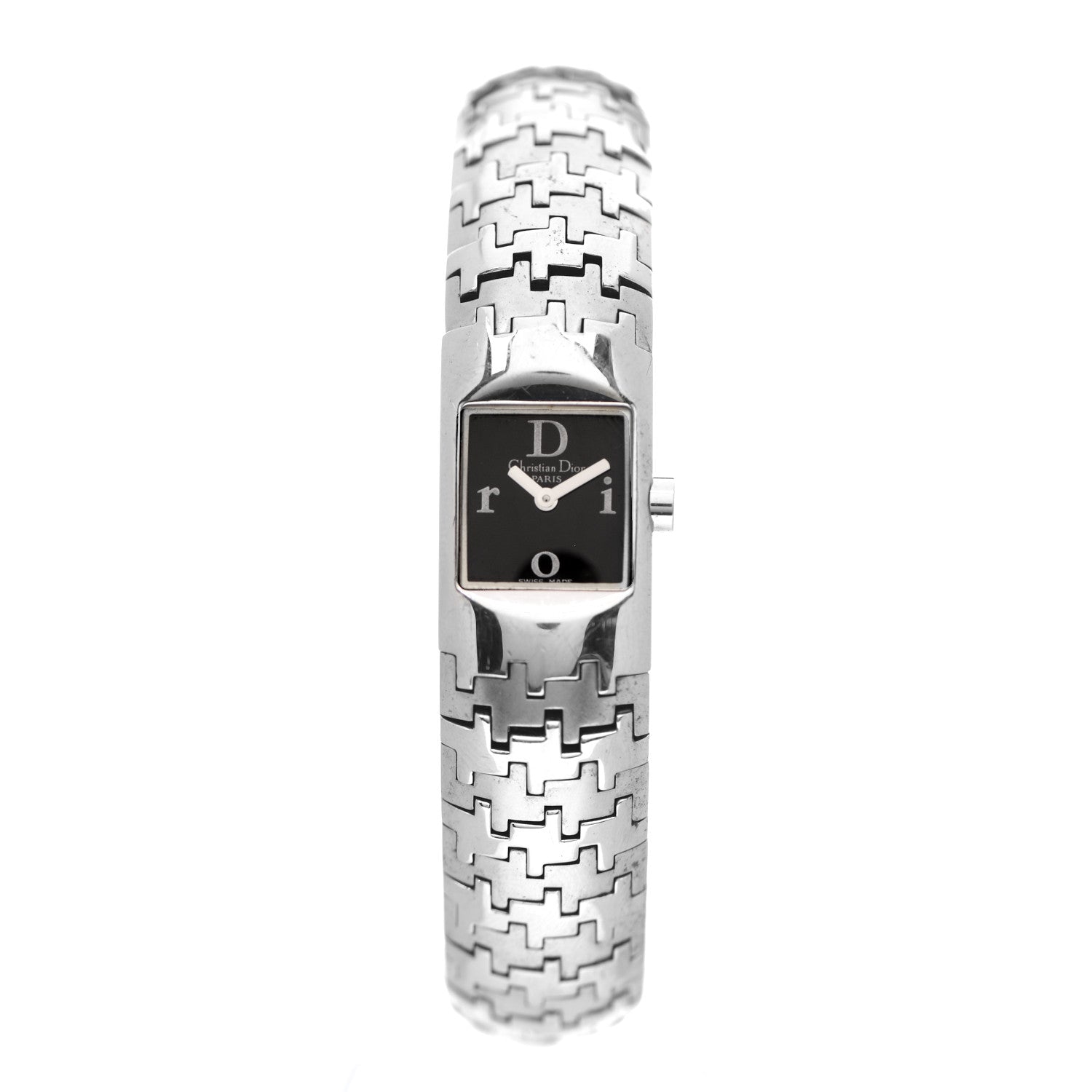 Christian Dior Stainless Steel 15mm Diorific Houndstooth Quartz Watch Black 1 of 4