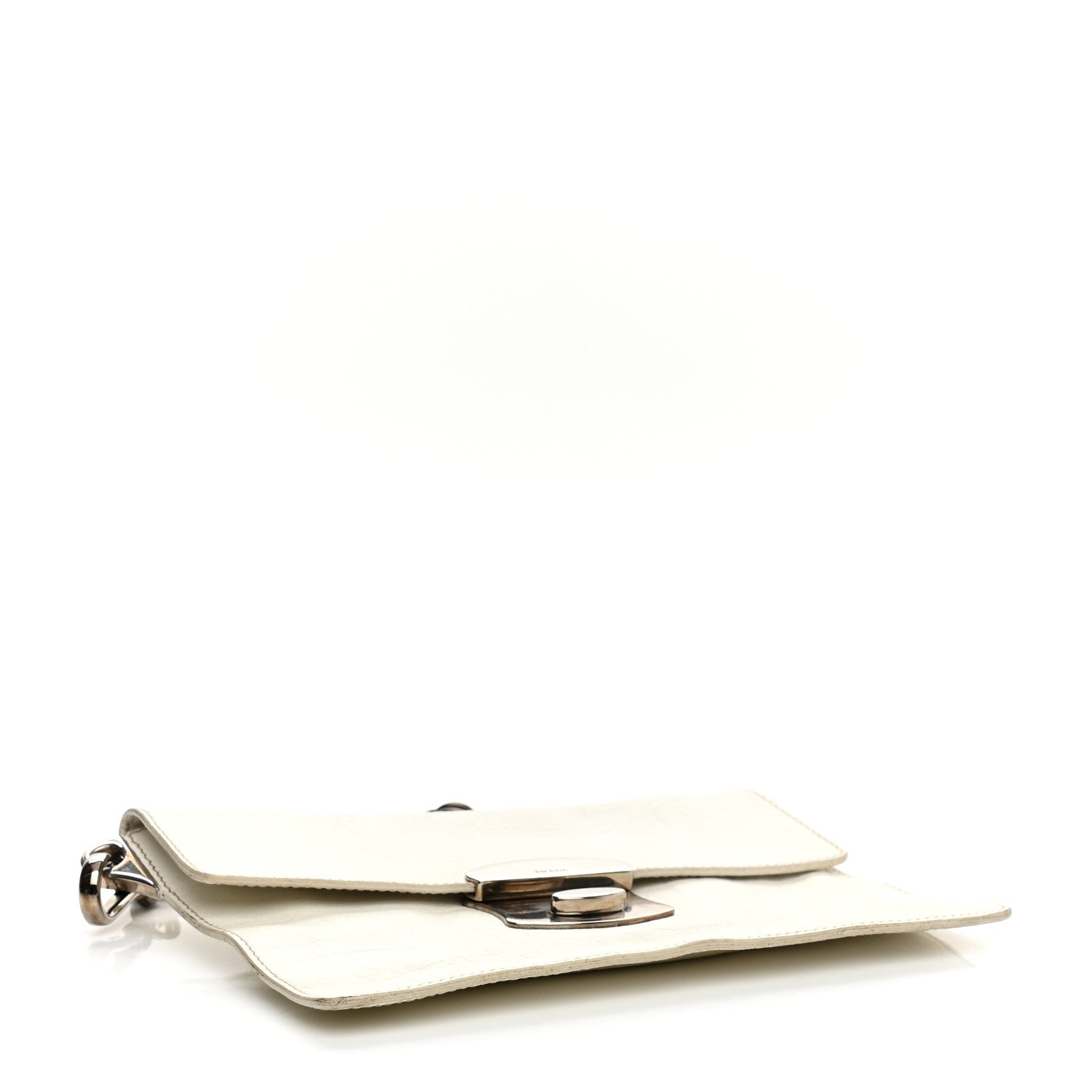 Prada Buffalo Metal Foldover Pushlock Chain Shoulder Bag White 4 of 11