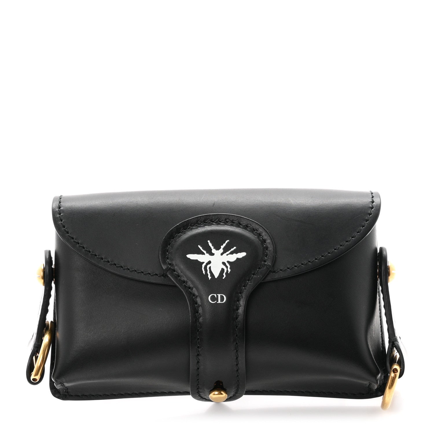Christian Dior Grained Calfskin D-Bee Shoulder Bag Black 1 of 10