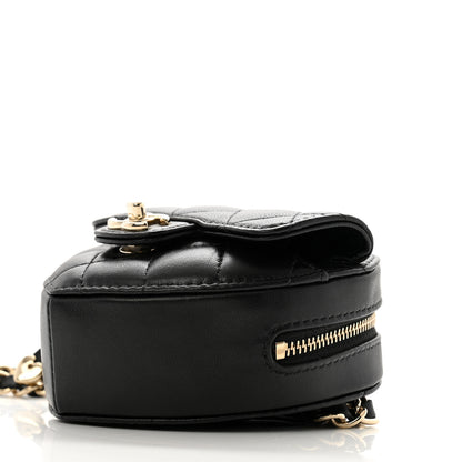 Chanel Lambskin Quilted CC In Love Heart Waist Belt Bag With Chain Black 9 of 9