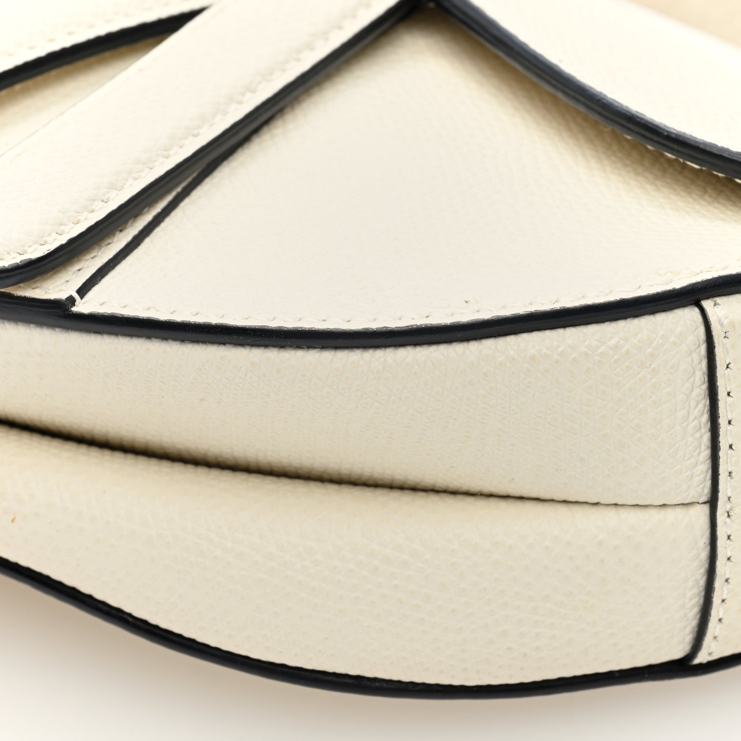 Grained Calfskin Mini Saddle Bag White