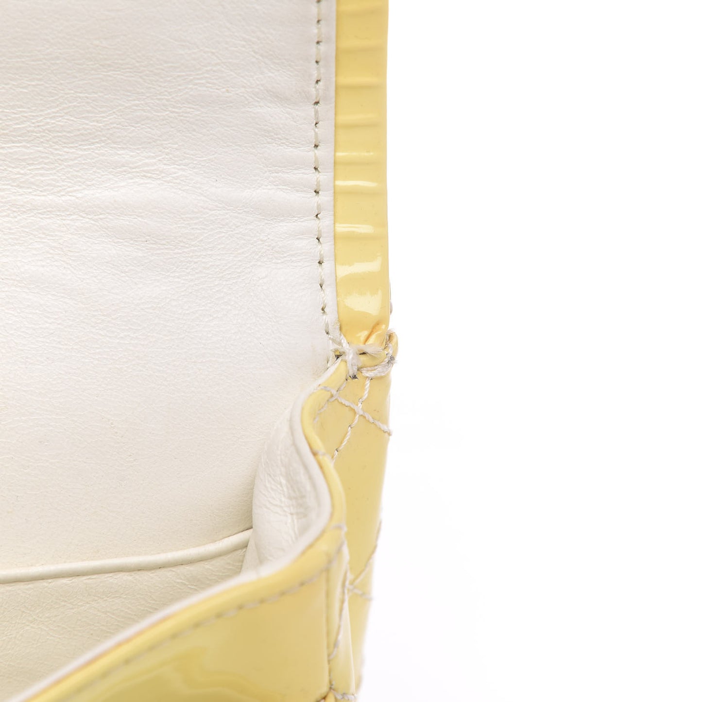 Patent Quilted Medium Double Flap Yellow