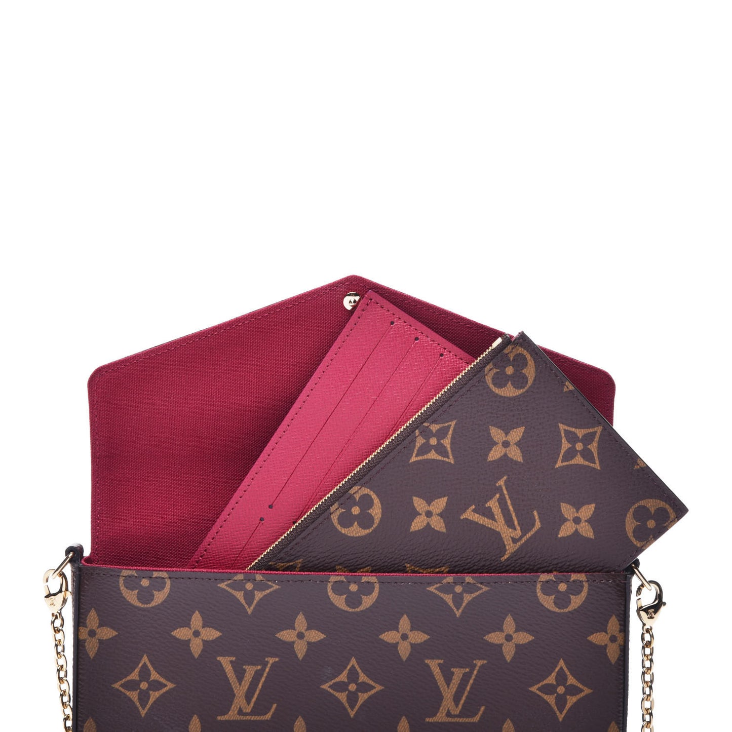 Monogram Pochette Felicie Chain Wallet Fuchsia