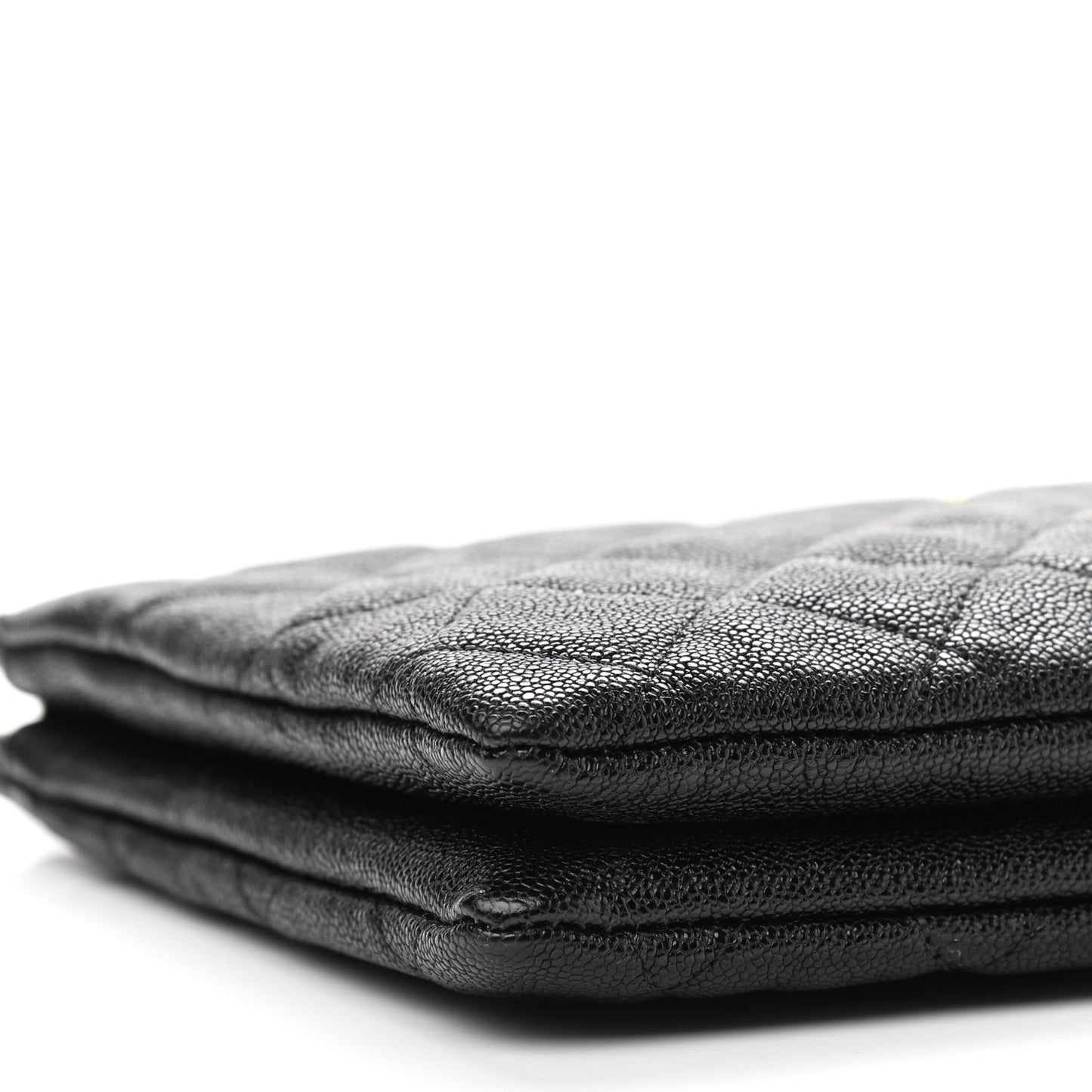 Caviar Quilted Small Zipped Boy Pouch Black