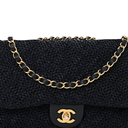 Chanel Raffia Crochet Medium Single Flap Bag Blue 8 of 14