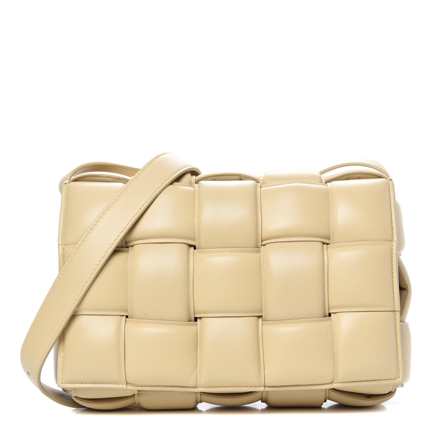 Nappa Maxi Intreccio Padded Cassette Crossbody Bag Porridge