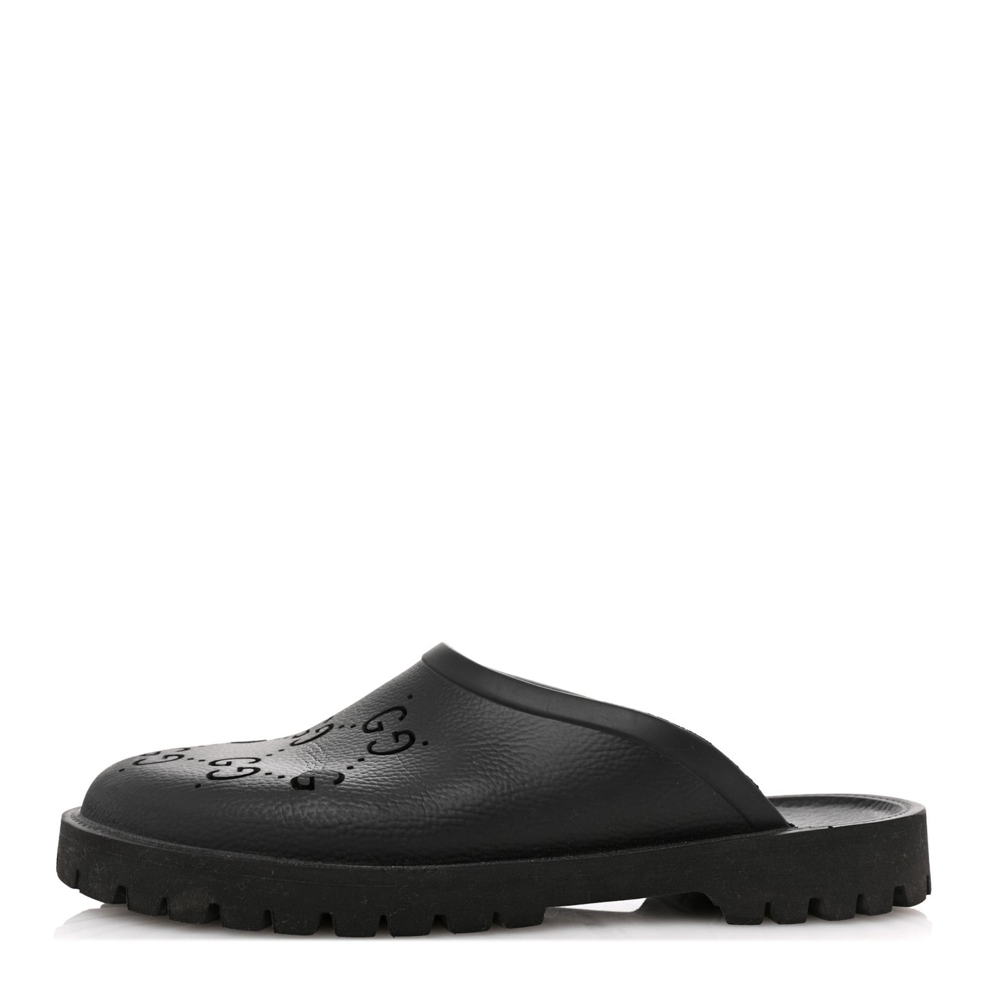 Rubber GG Monogram Mens Sandals 11 Black