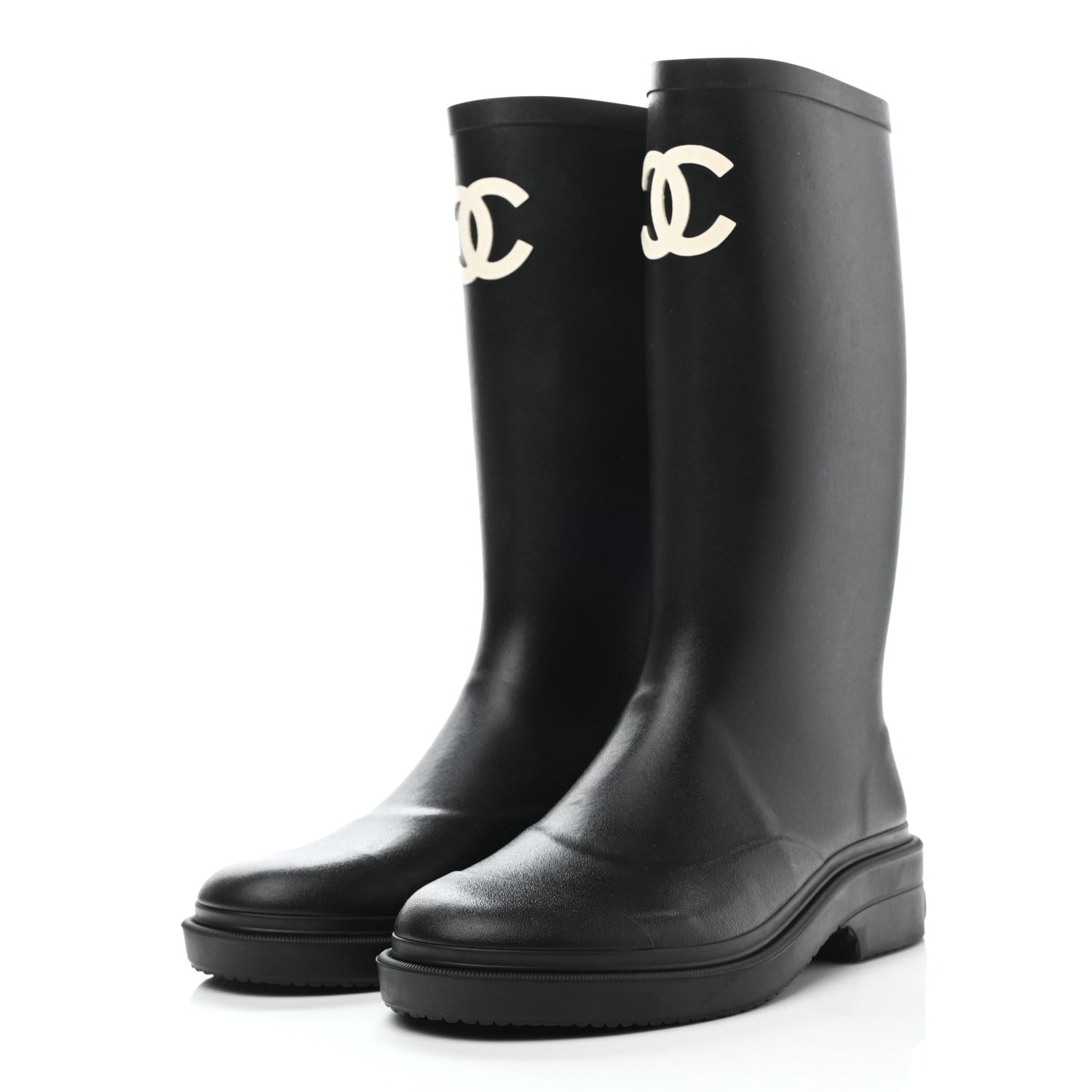 Chanel Caoutchouk CC High Boots 37 Black 3 of 8