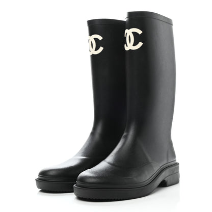 Chanel Caoutchouk CC High Boots 37 Black 3 of 8