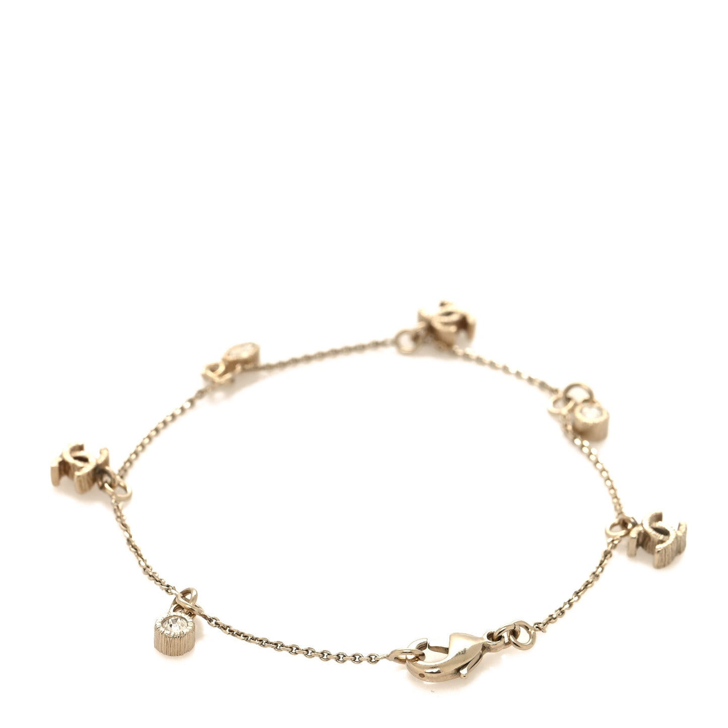 Crystal Charm CC Bracelet Gold