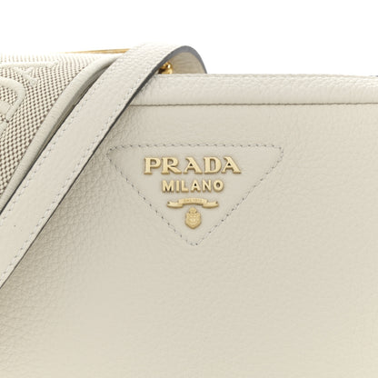 Prada Vitello Daino Soft Medium Double Zip Shoulder Bag White 8 of 11
