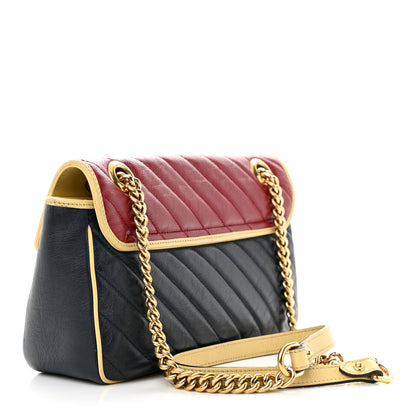 Gucci Azalea Calfskin Matelasse Diagonal Small Torchon GG Marmont Shoulder Bag Blue Agata New Cherry Red Butter 3 of 15