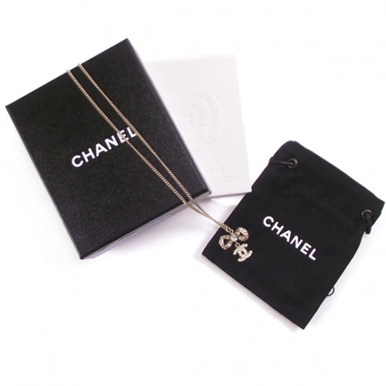 Chanel Gold Crystal Bow Necklace 2 of 5