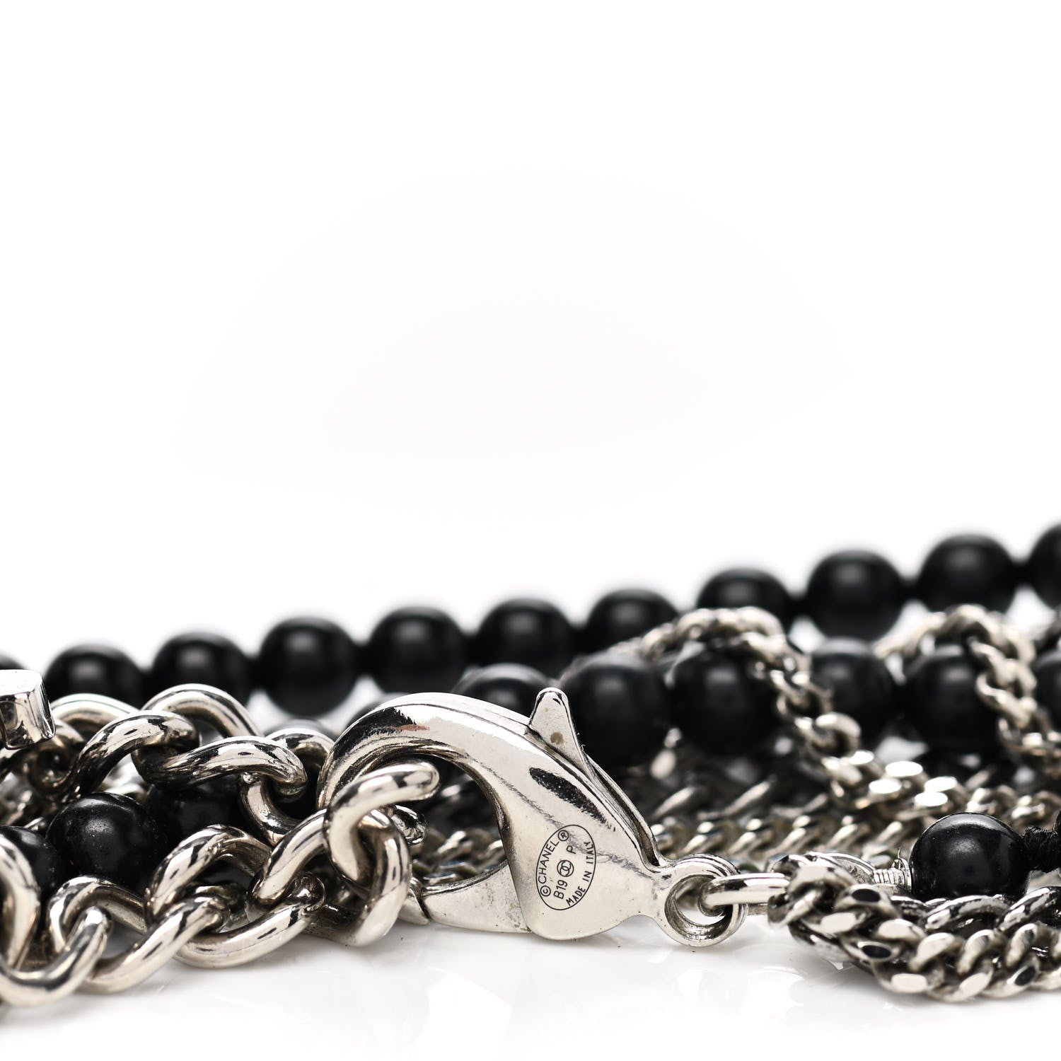 Chanel Crystal Baguette CC Multi Strand Long Necklace Silver Black 5 of 7