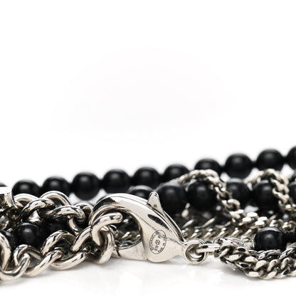 Chanel Crystal Baguette CC Multi Strand Long Necklace Silver Black 5 of 7