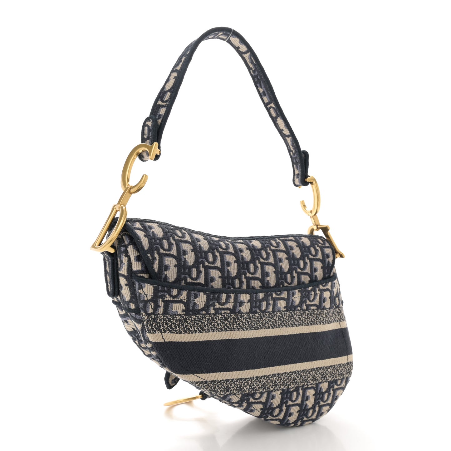 Oblique Embroidered Saddle Bag Blue