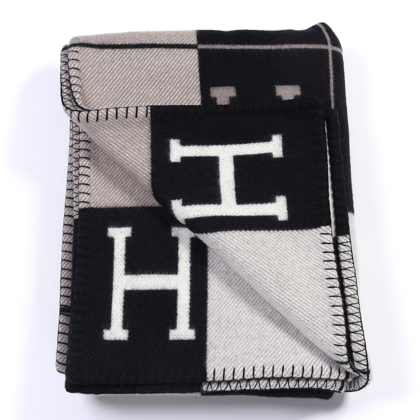Wool Cashmere Avalon III Blanket Ecru Black