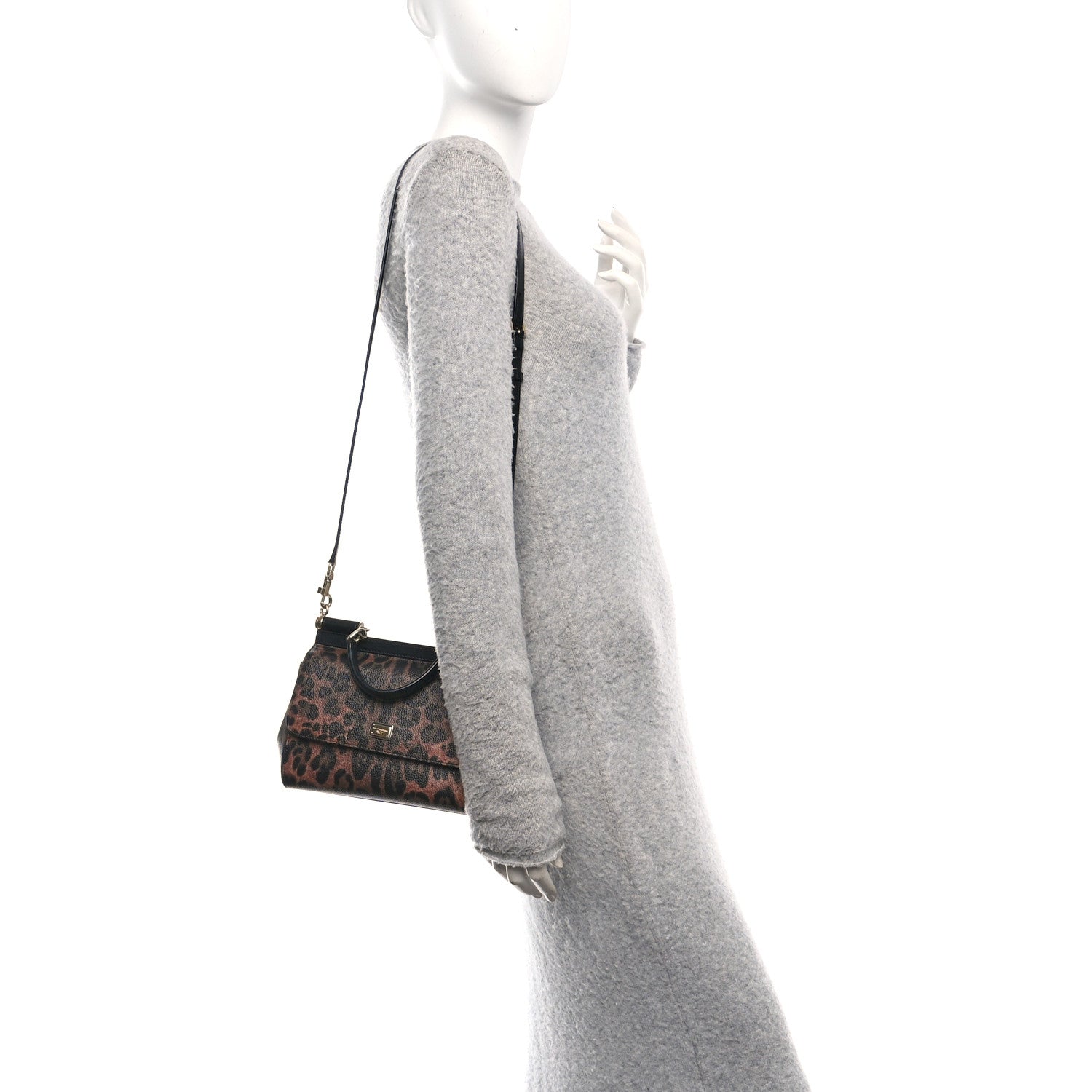 Dolce & Gabbana Dauphine Leopard Print Small Miss Sicily Satchel Black 2 of 9
