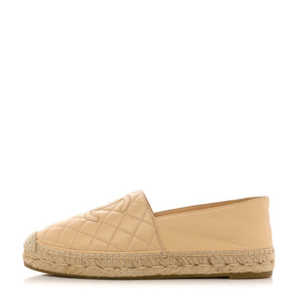 Chanel Lambskin Quilted CC Espadrilles 39 Beige 1 of 12