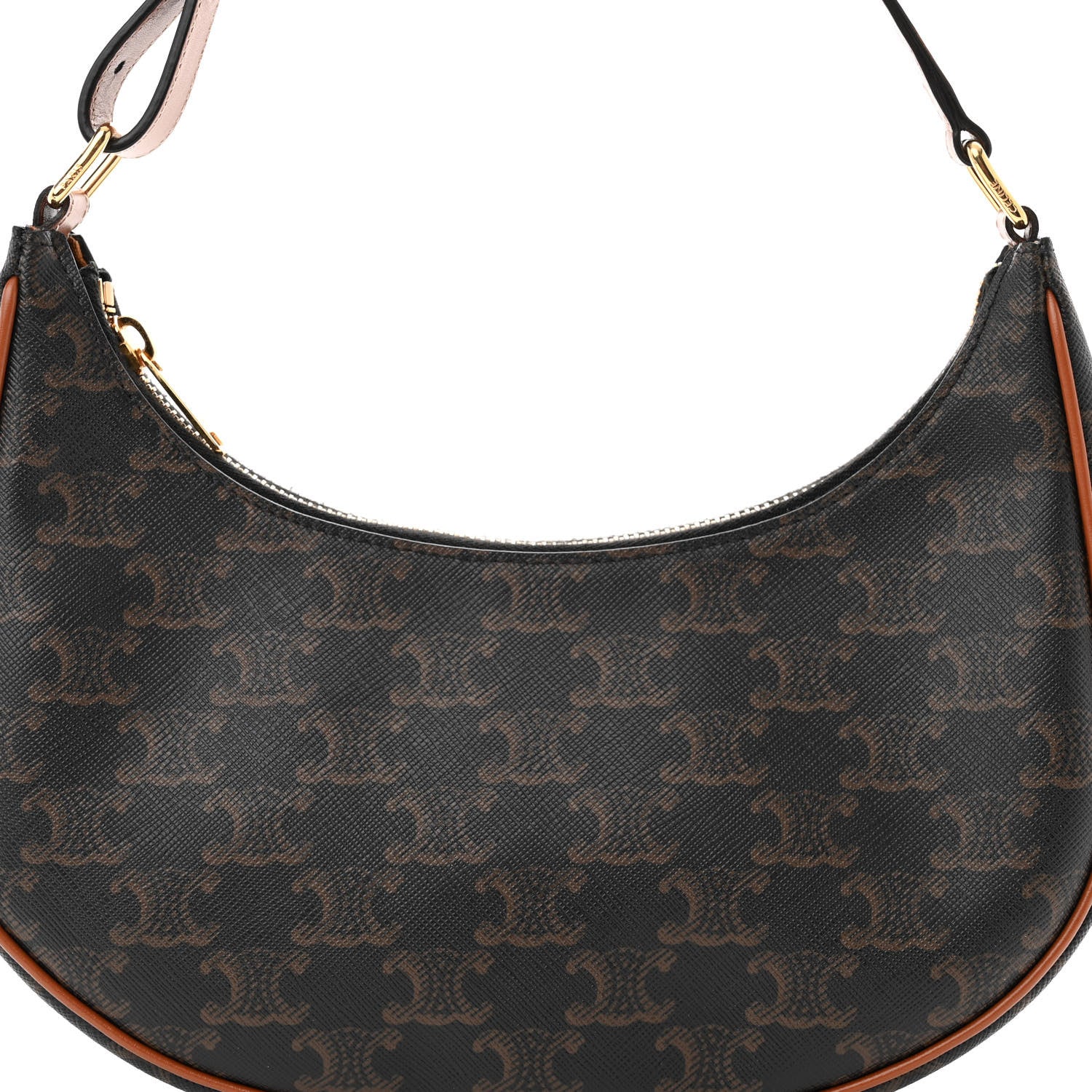 Celine Triomphe Canvas Calfskin Ava Shoulder Bag Tan 8 of 10