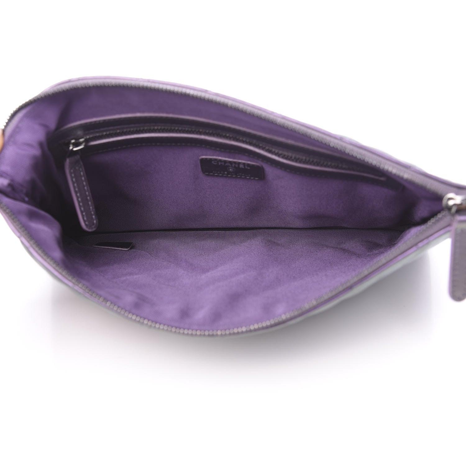 Chanel Metallic Lambskin Quilted Medium Cosmetic Case Purple 4 of 7