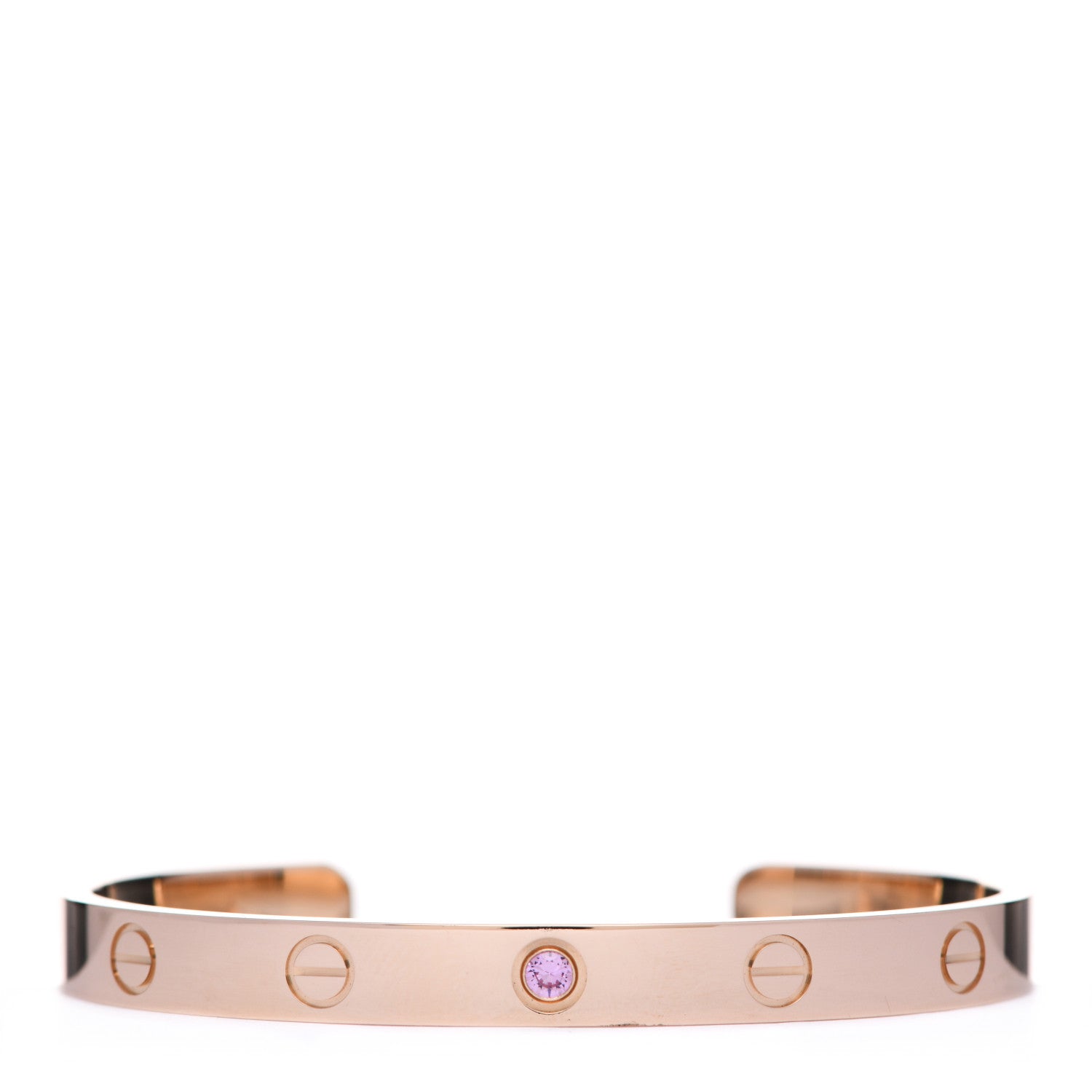 Cartier 18K Pink Gold Pink Sapphire LOVE Cuff Bracelet 17 1 of 6