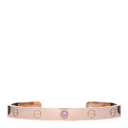 Cartier 18K Pink Gold Pink Sapphire LOVE Cuff Bracelet 17 1 of 6