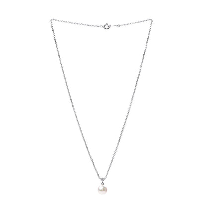 Mikimoto 18K White Gold Diamond Akoya Pearl 8mm Pendant Necklace 3 of 5