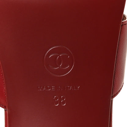 Chanel Lambskin CC Thong Sandals 38 Burgundy 8 of 9