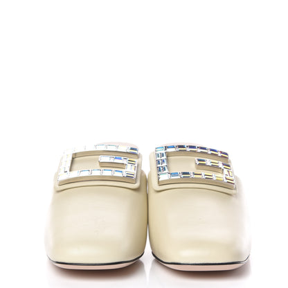 Gucci Malaga Kid Crystal Square G Madelyn Mules 38 Vintage White 2 of 12