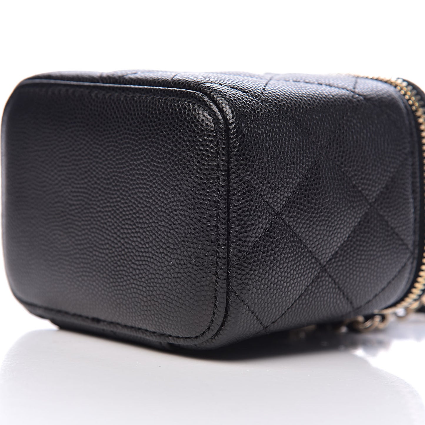 Caviar Quilted Mini Vanity Case With Chain Black