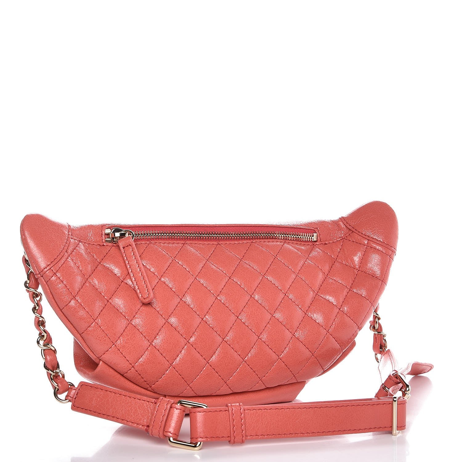 Chanel Crumpled Glazed Lambskin Quilted Waist Bag Fanny Pack Pink 3 of 7