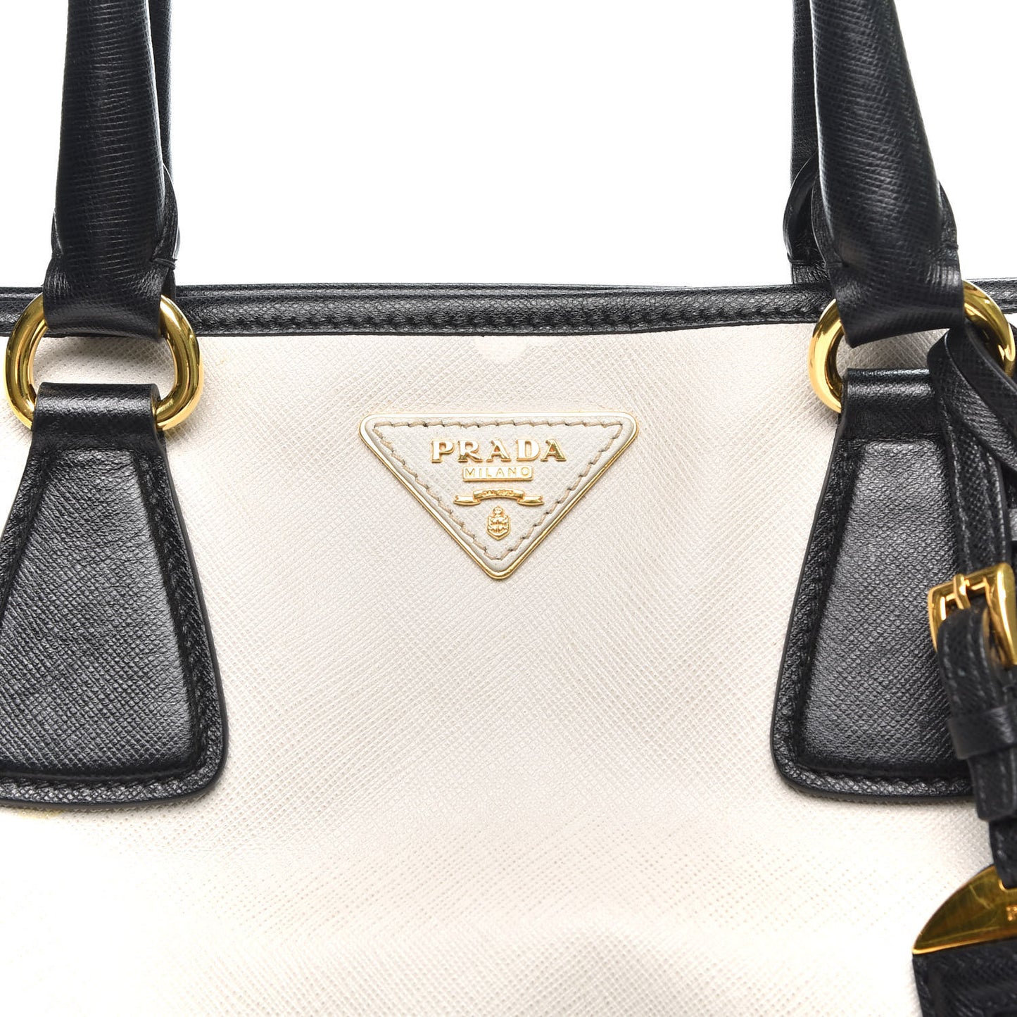 Saffiano Soft Bi-Color Tote Black White