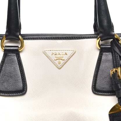 Prada Saffiano Soft Bi-Color Tote Black White 11 of 11