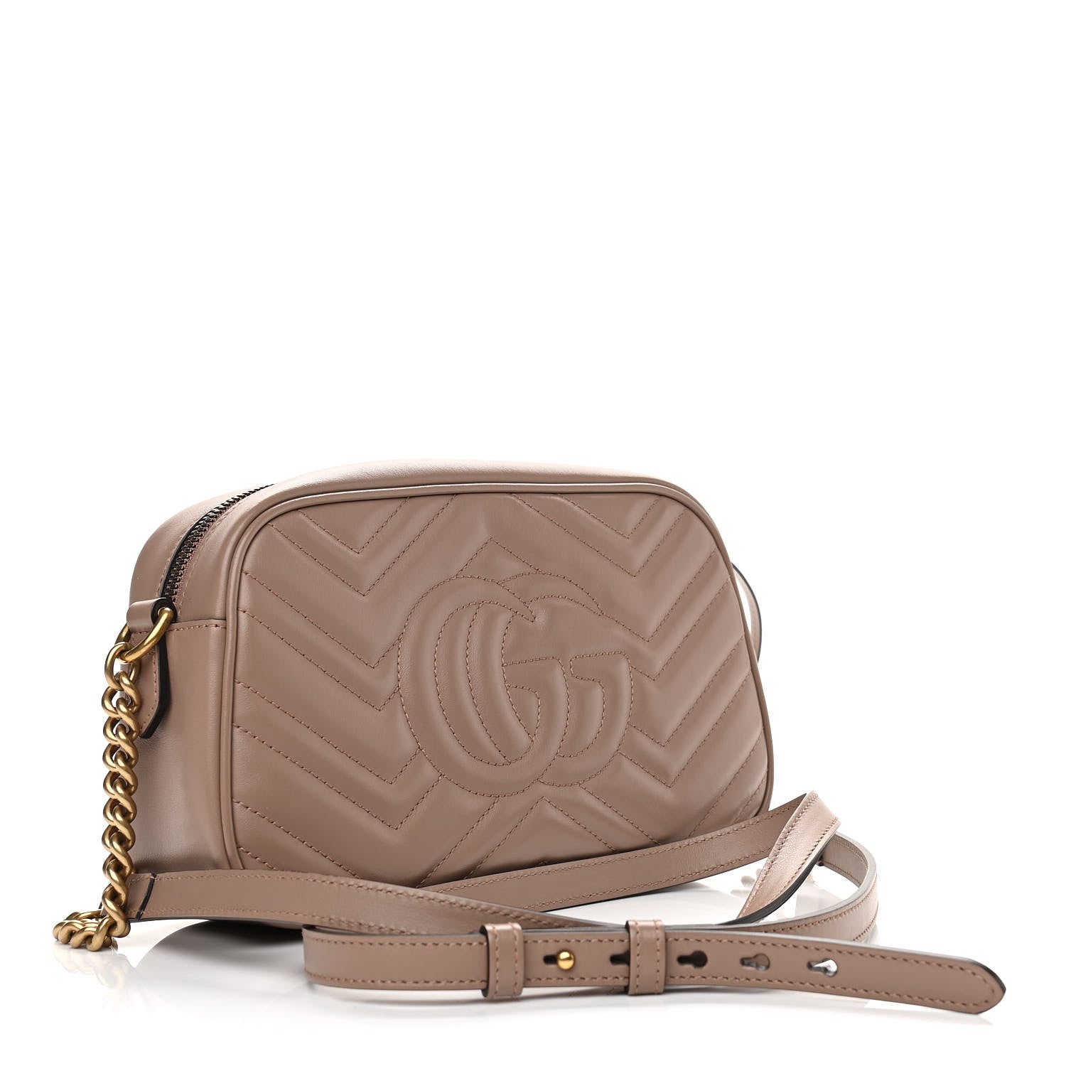 Gucci Calfskin Matelasse Small GG Marmont Chain Shoulder Bag Porcelain Rose 3 of 11