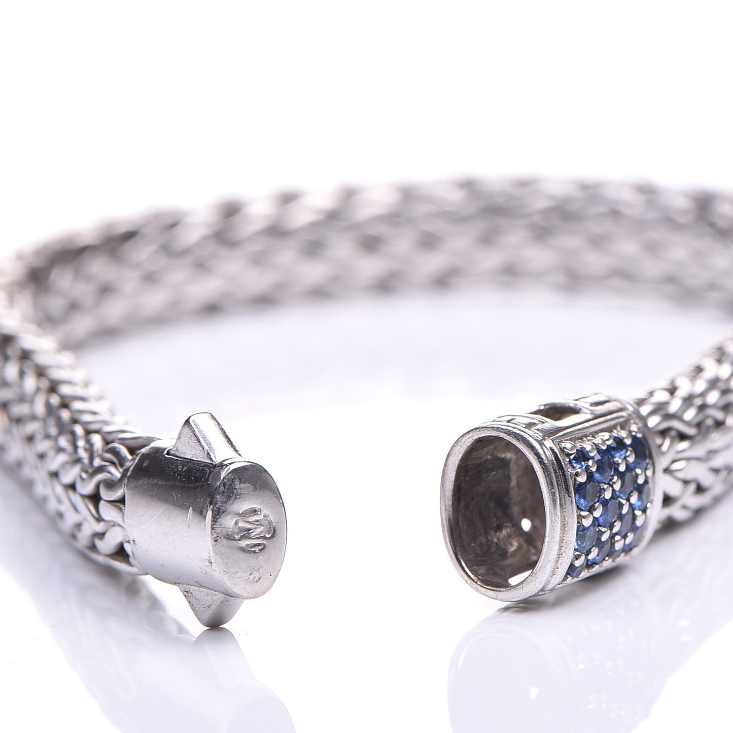 Sterling Silver Blue Sapphire Classic Chain Clasp Bracelet M