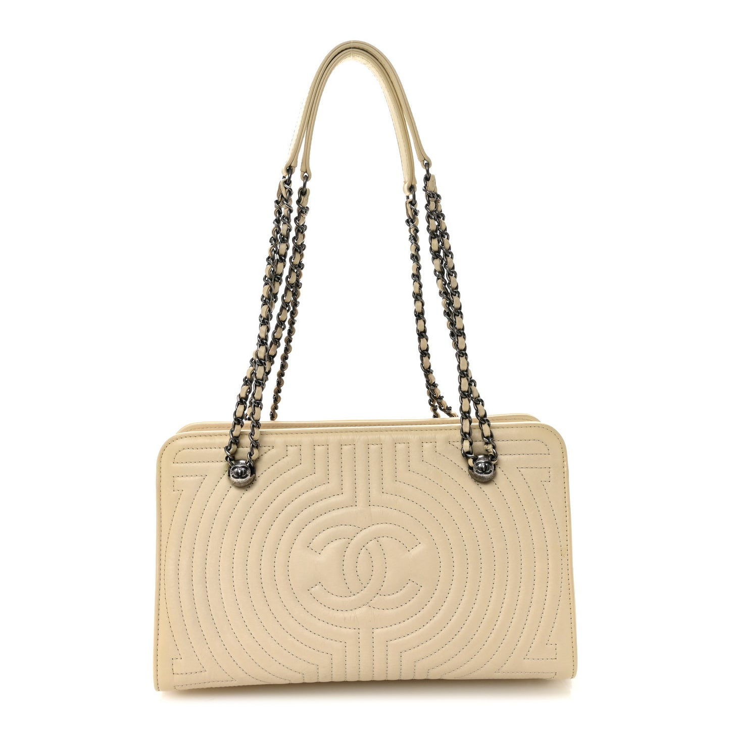 Glazed Calfskin Quilted Korean Garden Off White
