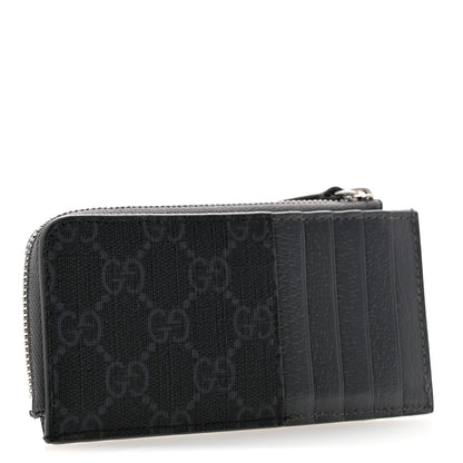 Gucci GG Supreme Monogram Zip Card Case Black Grey 3 of 8
