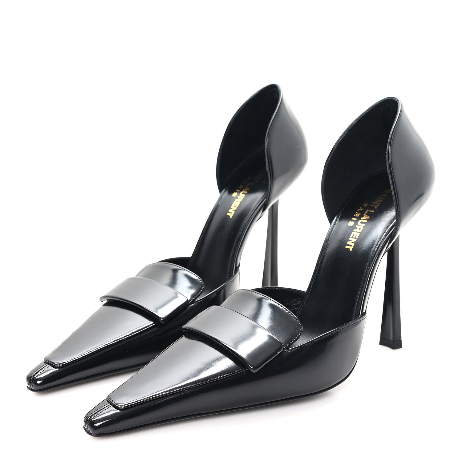 Saint Laurent Patent Calfskin Dorsay 110 Pumps 38 Black 4 of 10