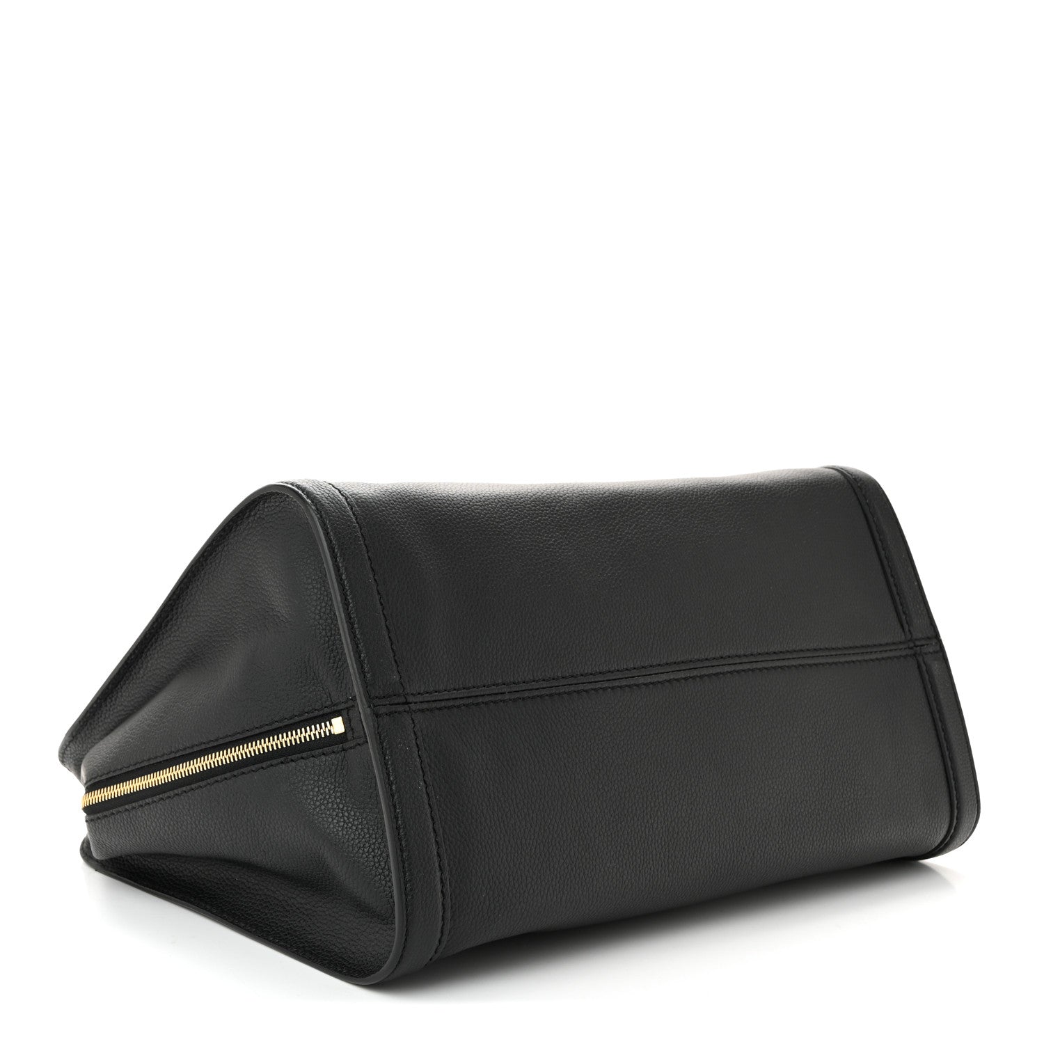 Alexander McQueen Pebbled Calfskin Large Skull Padlock Zip Around Tote Black 4 of 10