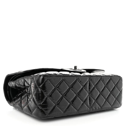 Chanel Shiny Distressed Calfskin Quilted Jumbo Double Flap So Black 4 of 10