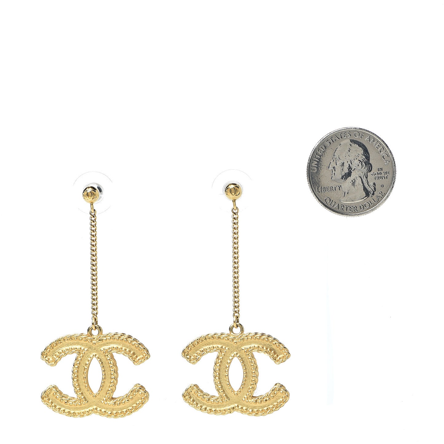 CC Drop Earrings Matte Gold