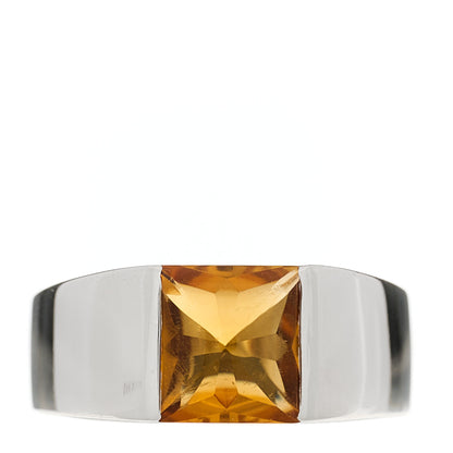 Cartier 18K White Gold Citrine Tank Ring 52 6 1 of 6