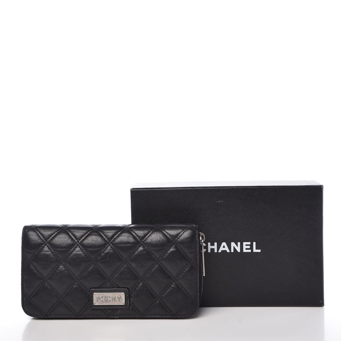 Aged Calfskin Quilted Paris New York PNY Wallet Black