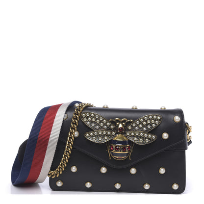 Gucci Nappa Pearl Studded Mini Queen Margaret Broadway Shoulder Bag Black 1 of 12