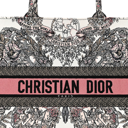 Christian Dior Canvas Embroidered Large Butterfly Around The World Book Tote White Pastel Pink 8 of 11