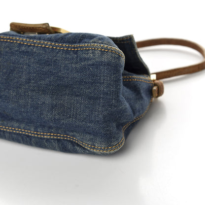 Fendi Denim Lizard Mini Mama Baguette Blue 8 of 10
