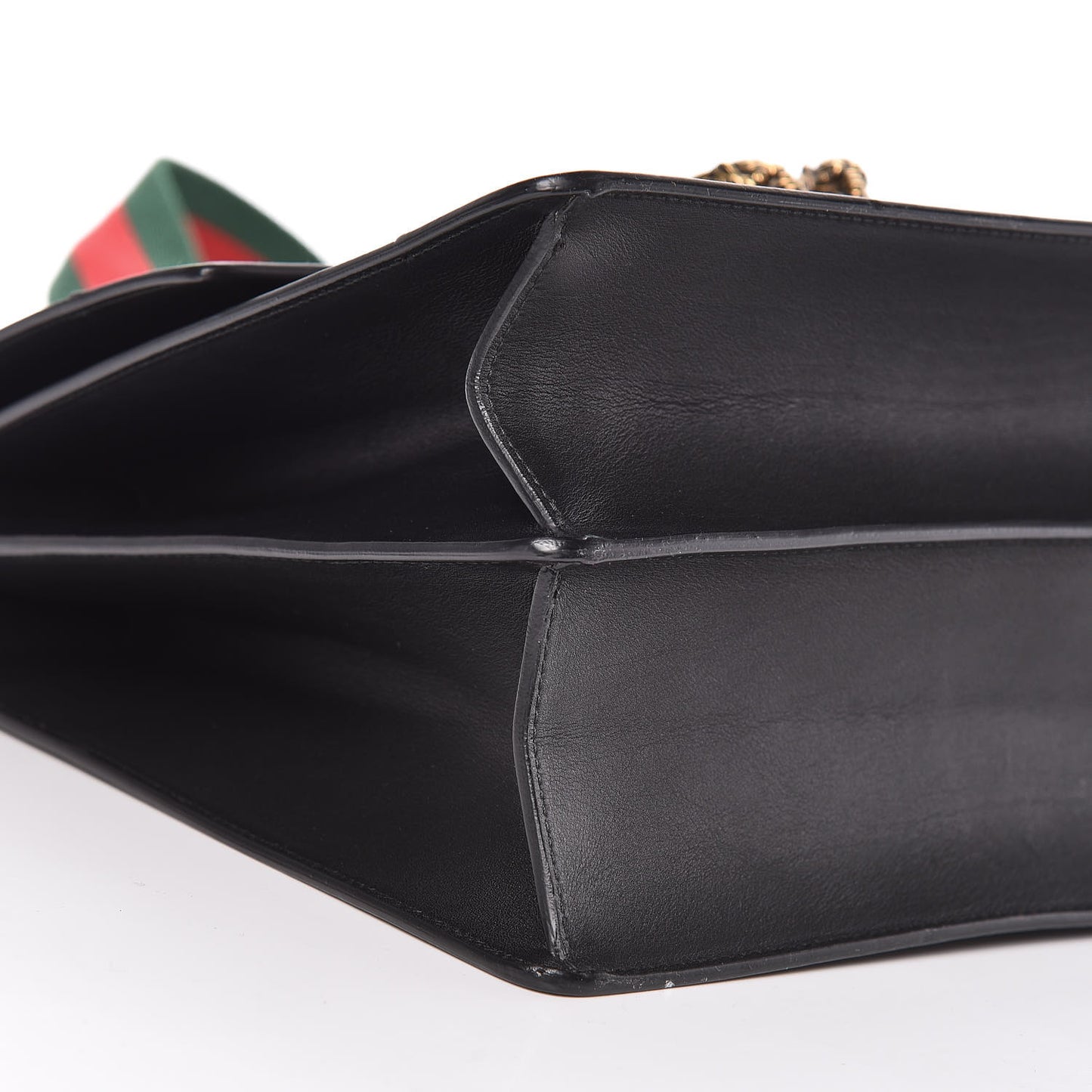 Calfskin Bamboo Web Large Dionysus Top Handle Bag Black Bright Evergreen Hibiscus Red