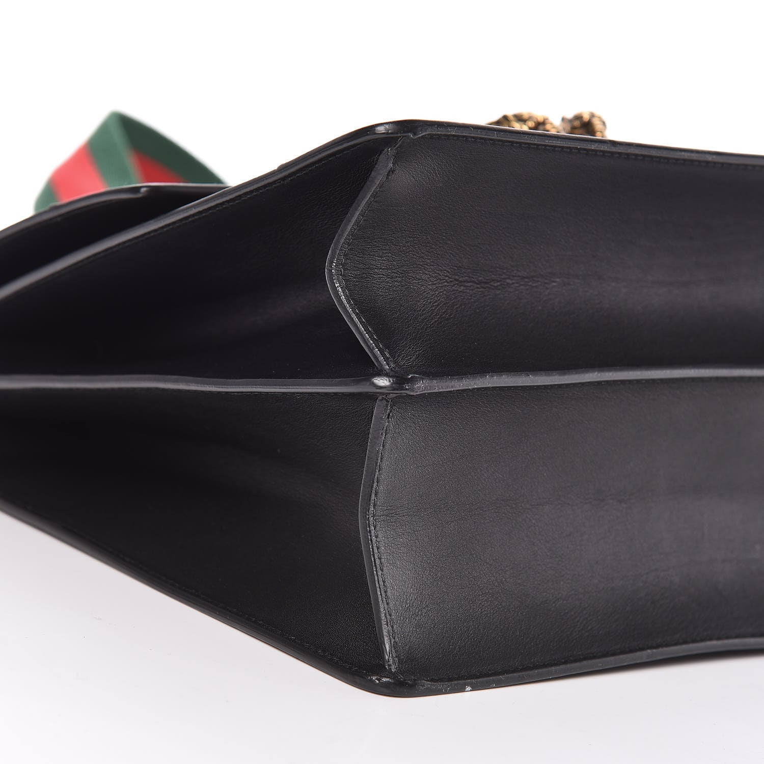 Gucci Calfskin Bamboo Web Large Dionysus Top Handle Bag Black Bright Evergreen Hibiscus Red 9 of 10