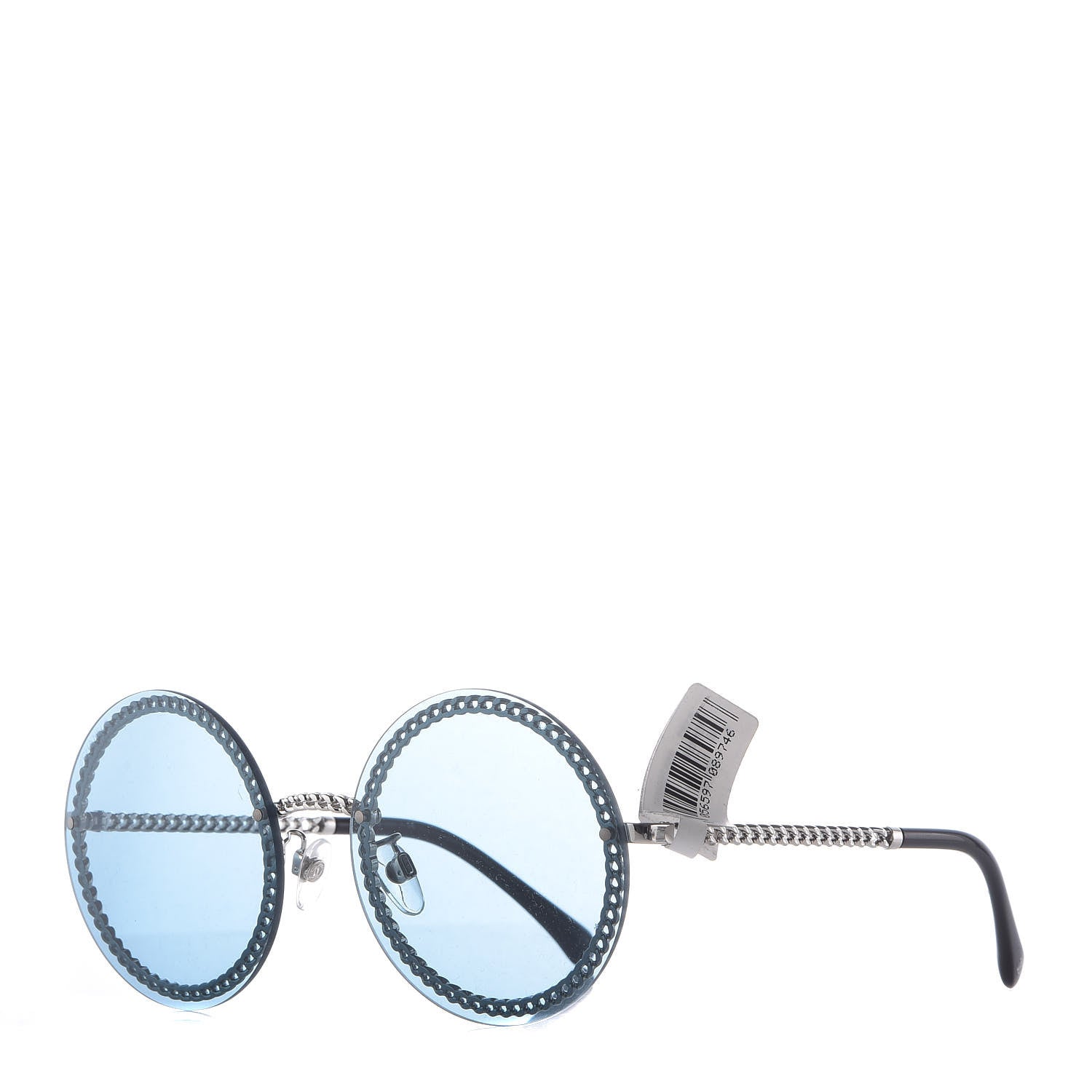 Chanel Round Removable Triple Hanging Chain Sunglasses 4245 Blue Silver 2 of 8